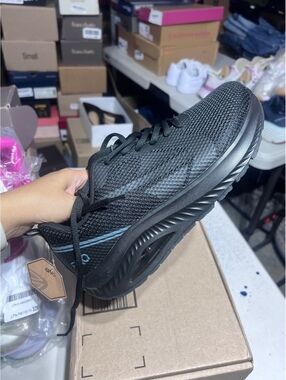 BNQ Black Athletic Running Shoes with Lightweight Mesh Upper